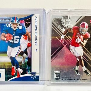 DERRICK HENRY & SAQUAN BARKLEY 2 MNT ROOKIE CARDS, 
UNSTOPPABLE& 1 Great Price!!